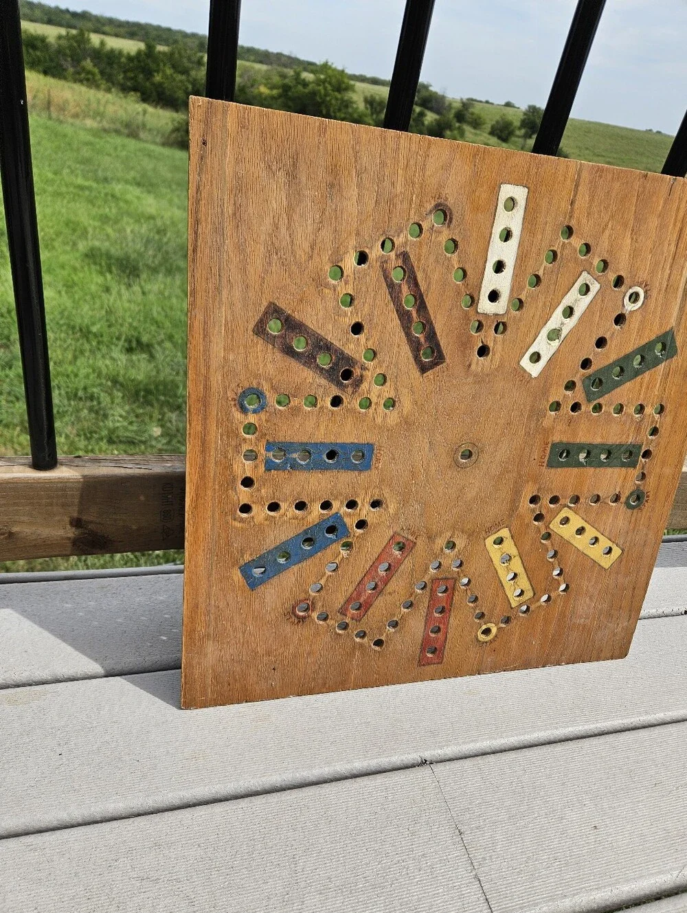 HANDMADE WAHOO BOARD GAME Wood Folk Art Vintage Aggravation Fast Track 6 Player